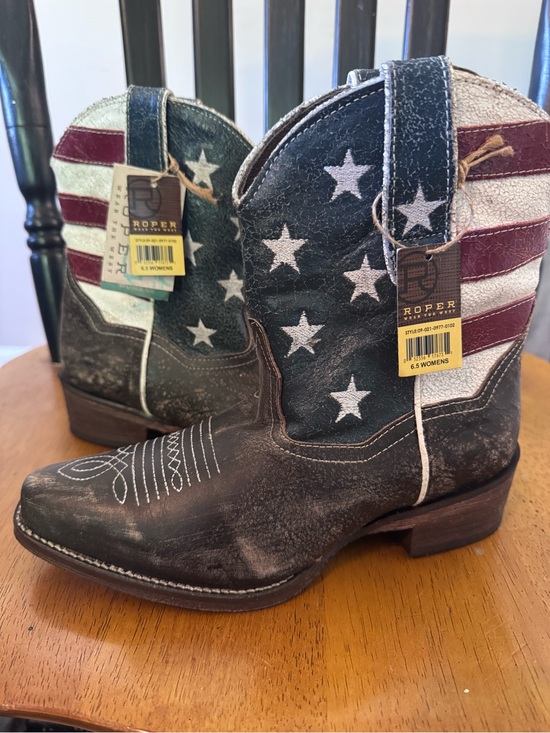 Roper Shoes - ROPER WOMEN'S AMERICAN BEAUTY FLAG ANKLE BOOTS size 6.5 NWT